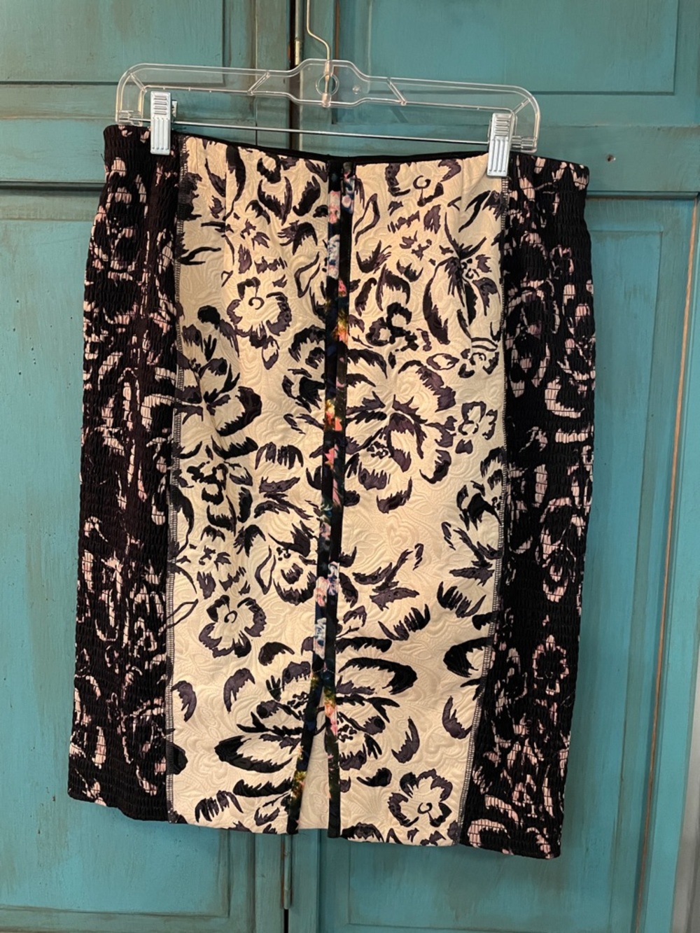 Anthropology Beguile by Byron Lars Black Pencil Skirt with Multicolor Panel - Picture 2 of 5